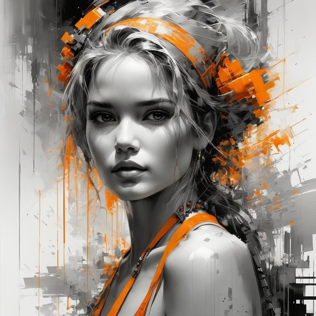 Monotone Orange Portrait of a Beautiful Woman