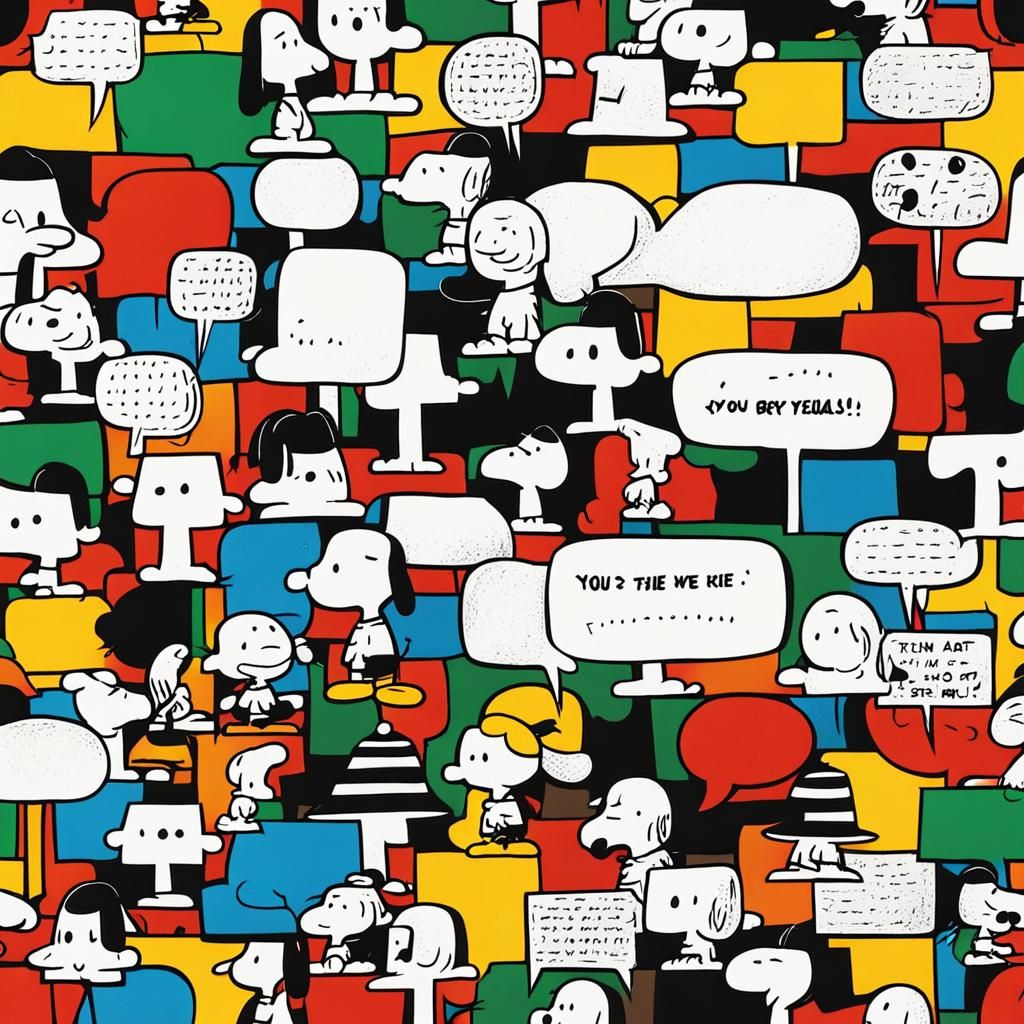 Charlie Brown and Snoopy in Abstract Comic Strip