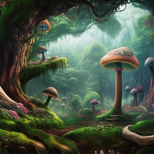 Fantasy Forest: Mushroom Kingdom Digital Matte Painting