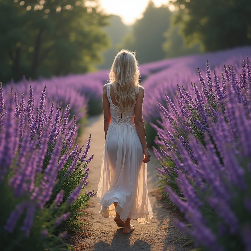 Mystical Path with Woman in Ash Thorp Style