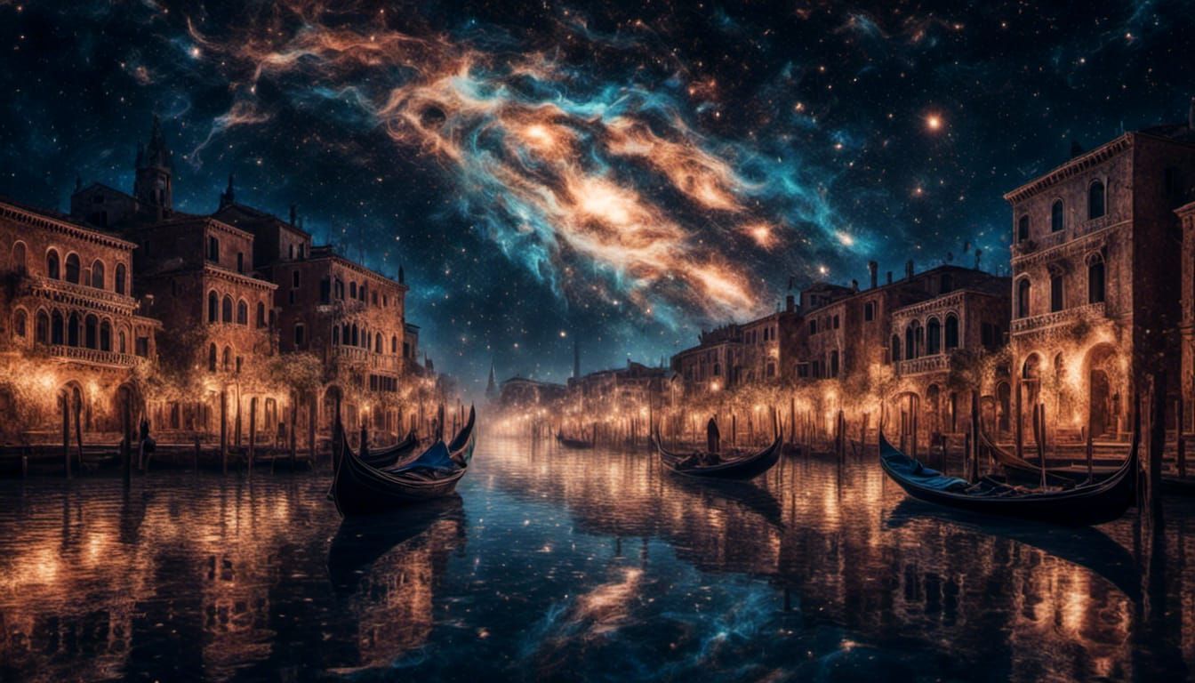 Magical Venice Night Sky with Milky Way