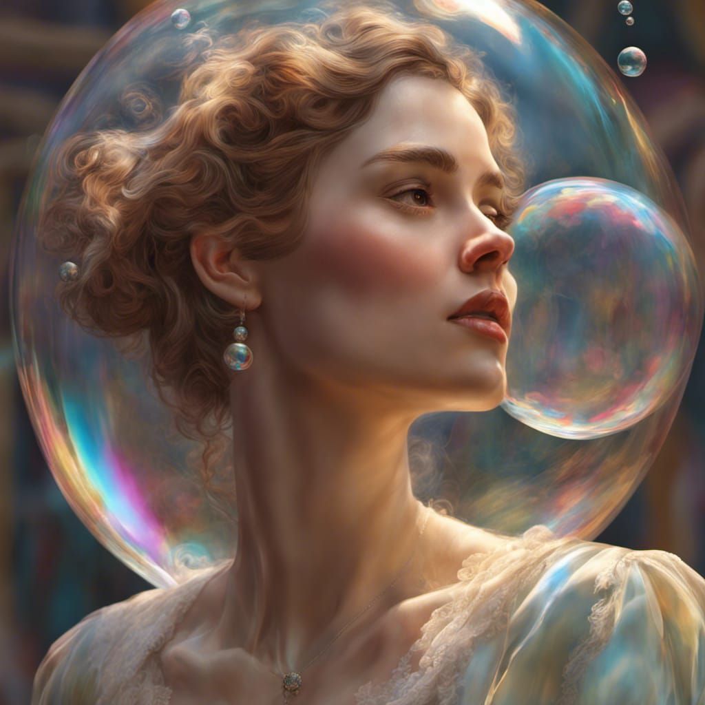 Victorian Lady Encased in Soap Bubble: Splash Art
