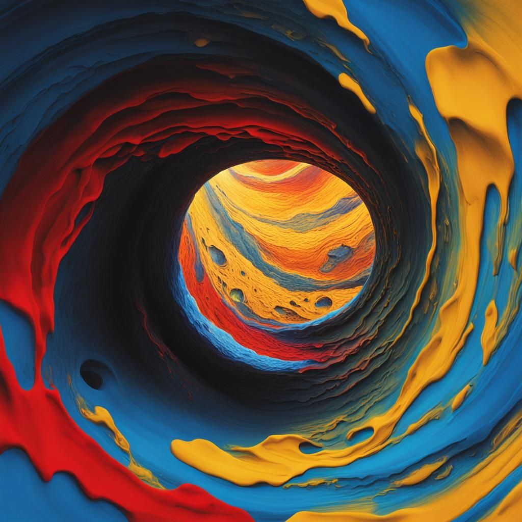 Surreal Light Hole in Gold, Blue and Red