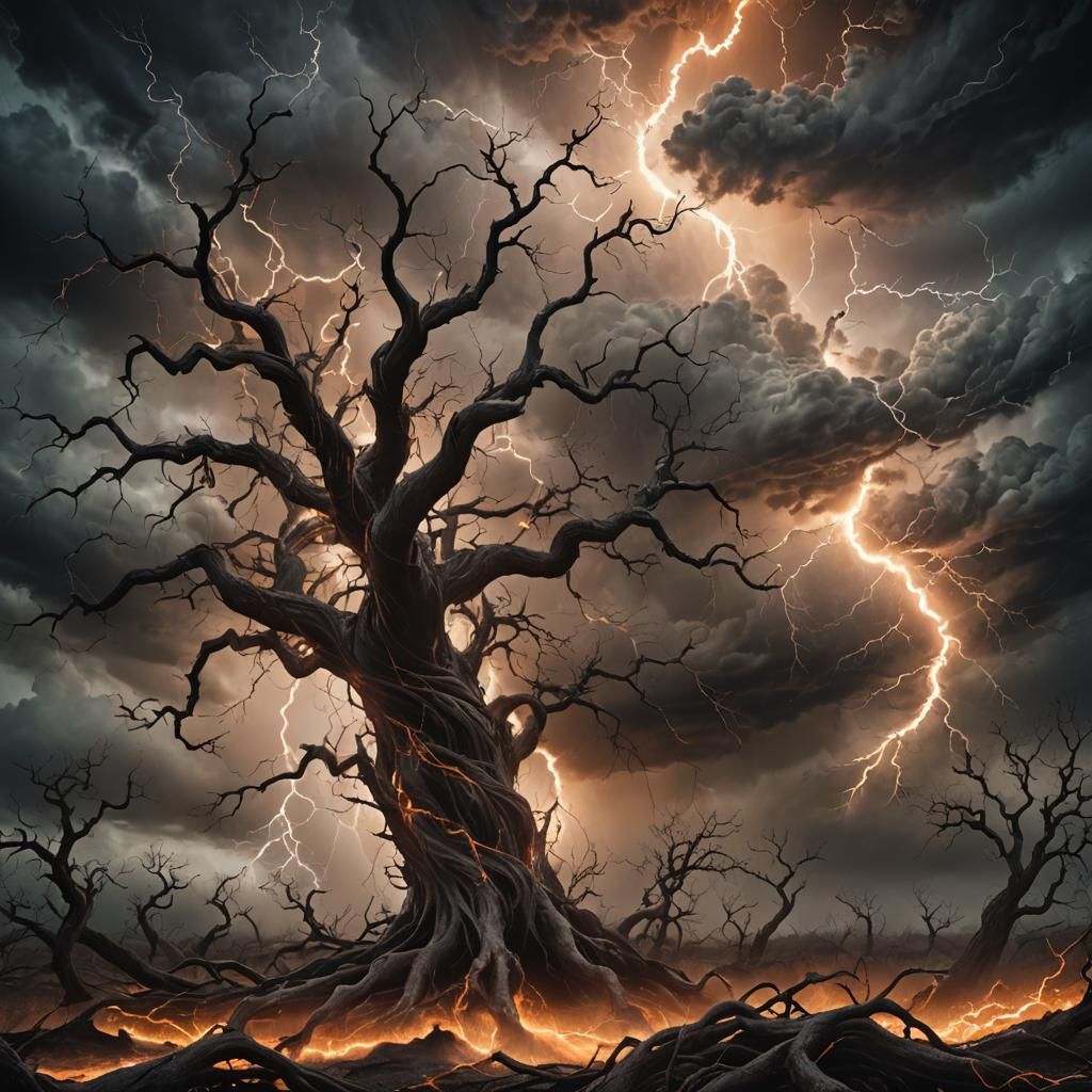 Ethereal Dark Fantasy Landscape with Swirling Chaos