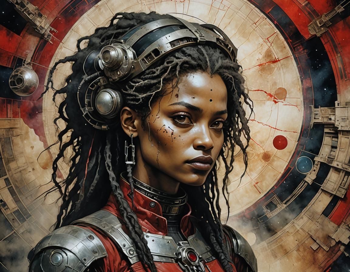 Biopunk Beauty in Space: A Portrait in Mixed Styles