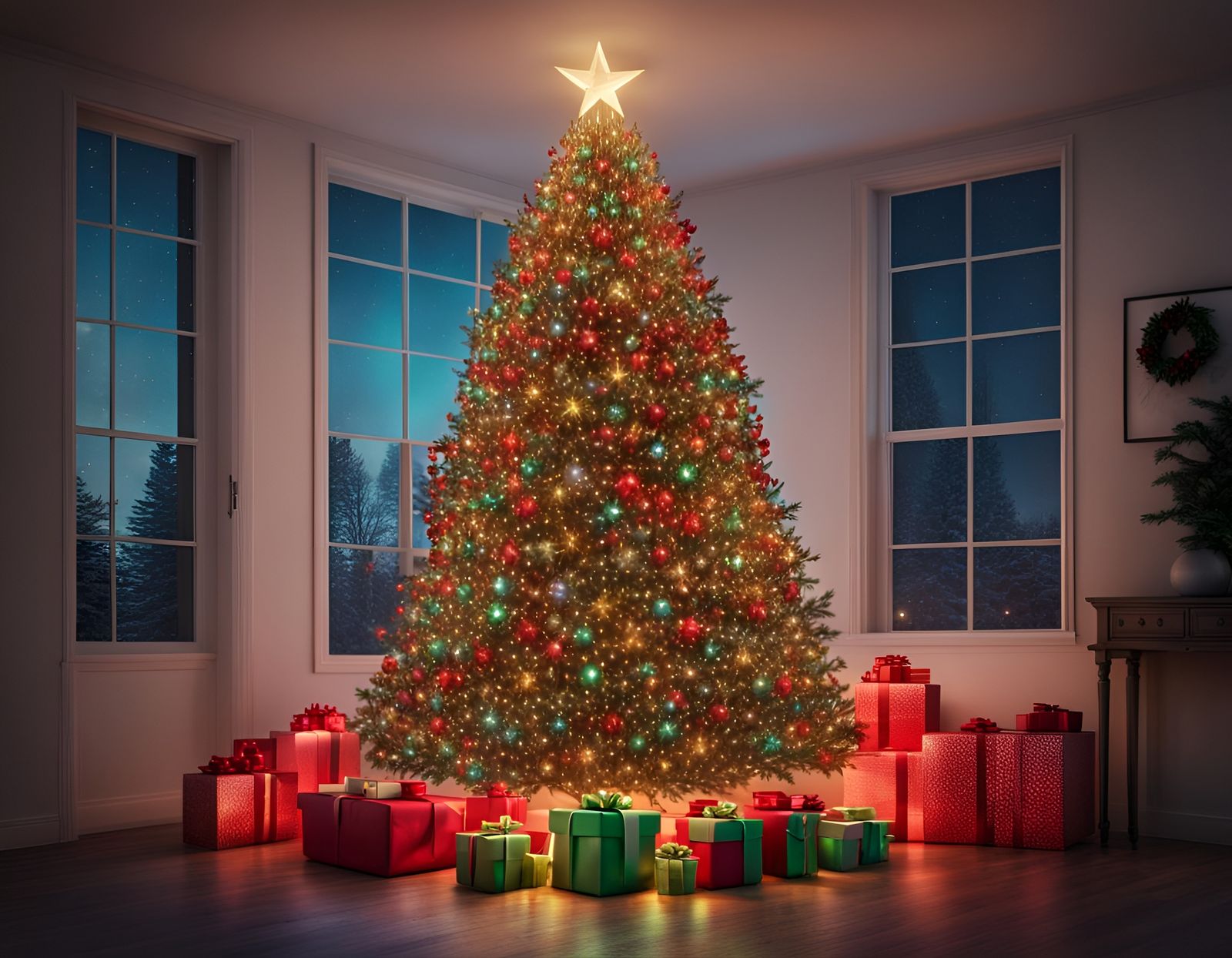Incredible Christmas Tree with Glowing Lights and Presents