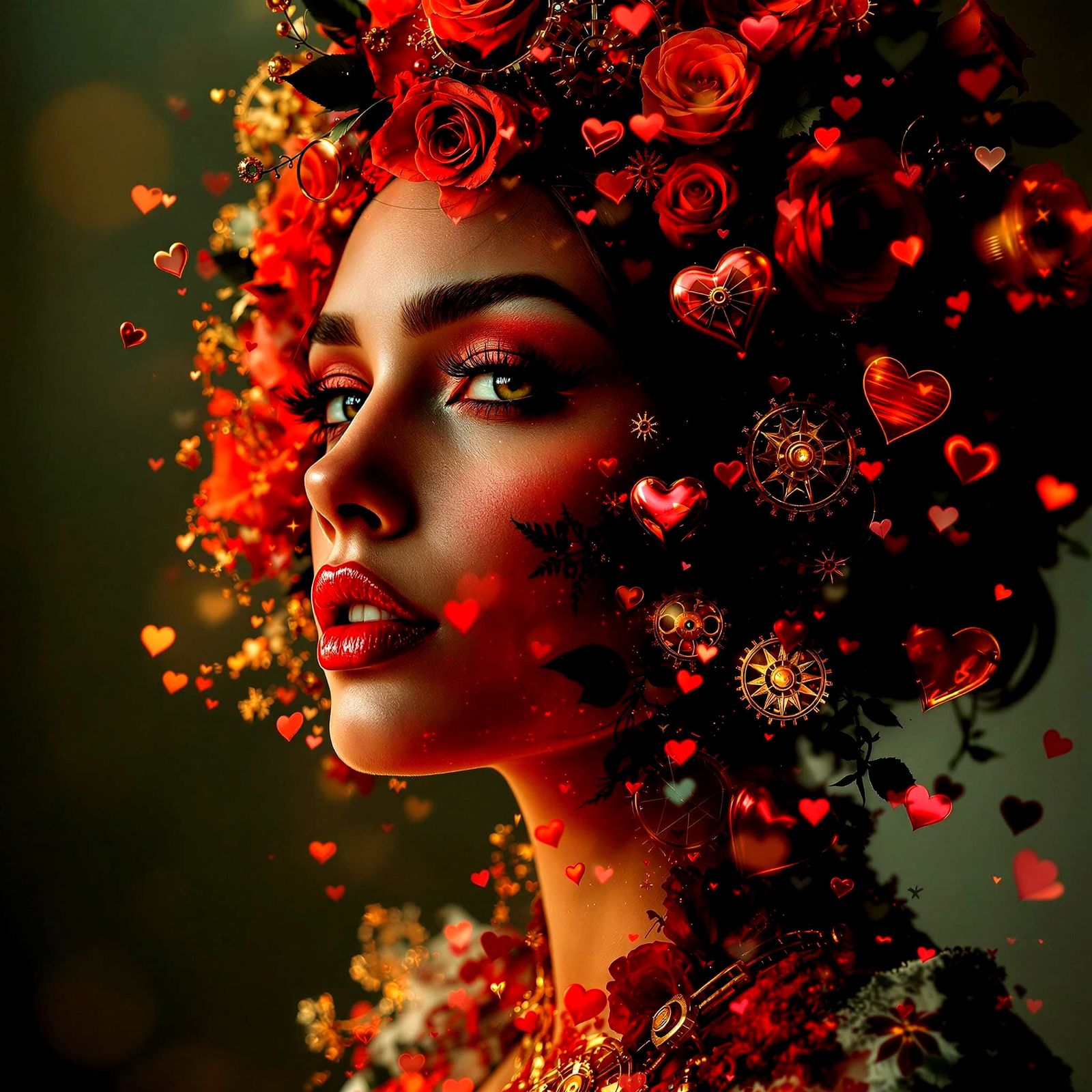 Steampunk Pinup Valentine in Vivid, High-Resolution Detail