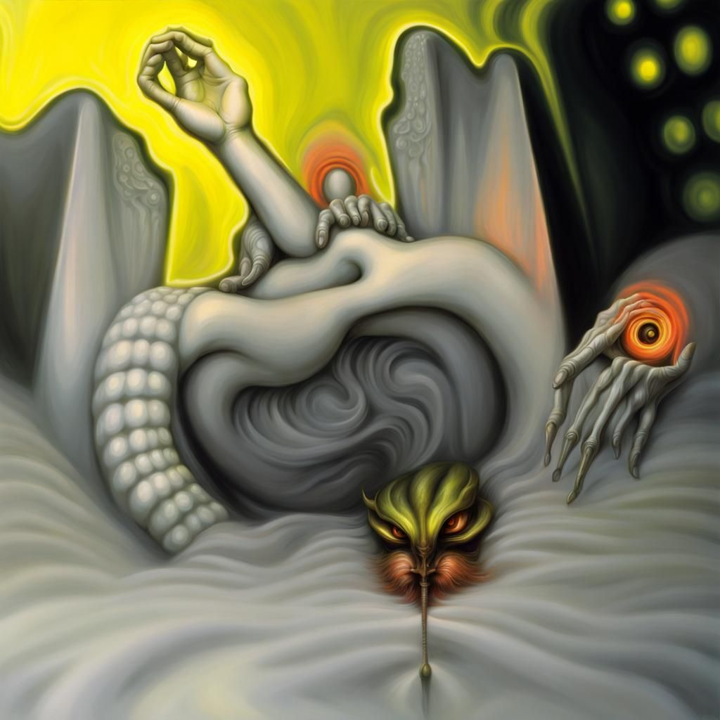 Psychedelic Neon Art in Giger Style