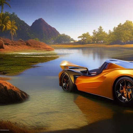 Golden Hour on a Trinidadian Beach: Digital Art