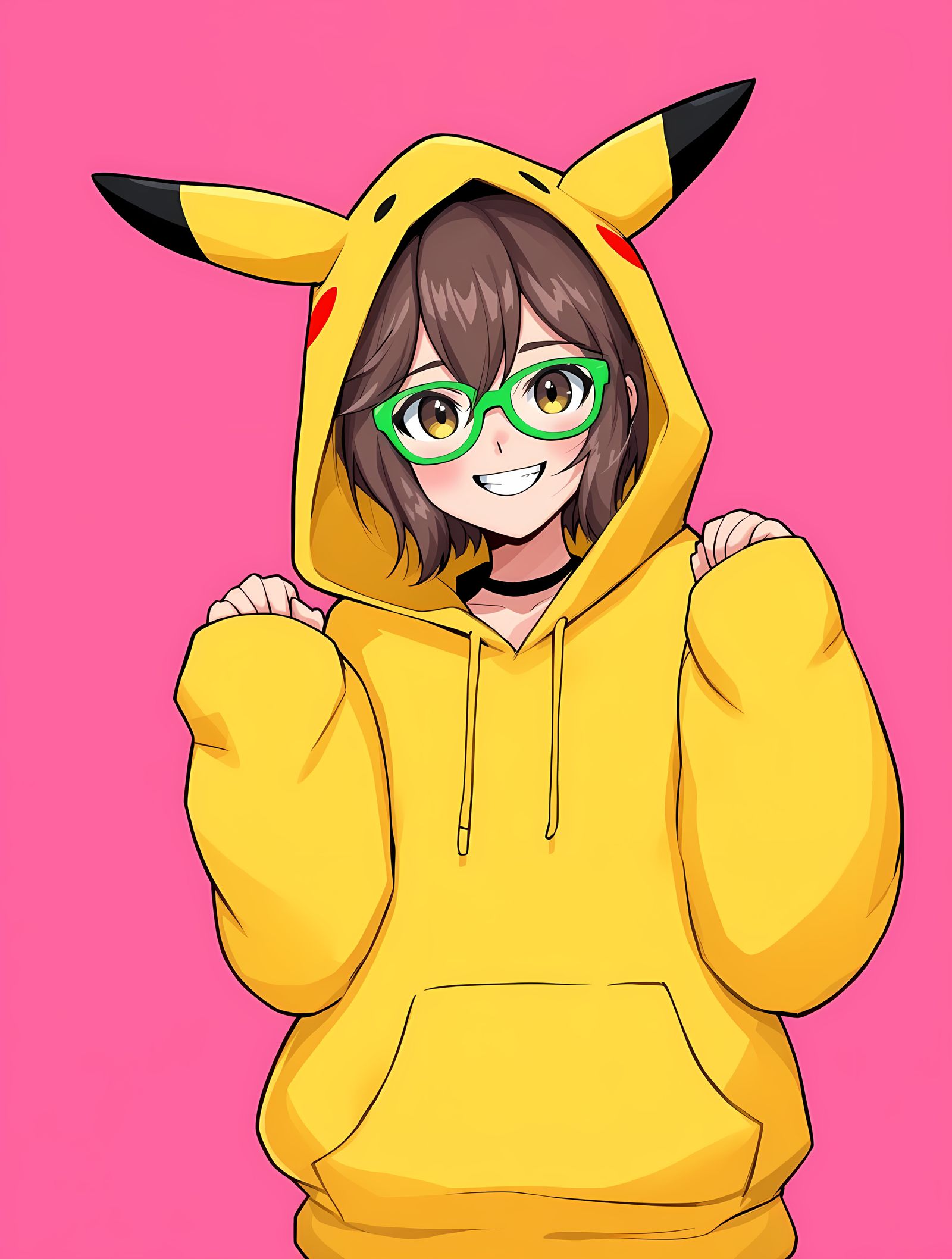 Joyful Pikachu Enthusiast in Cartoon Style