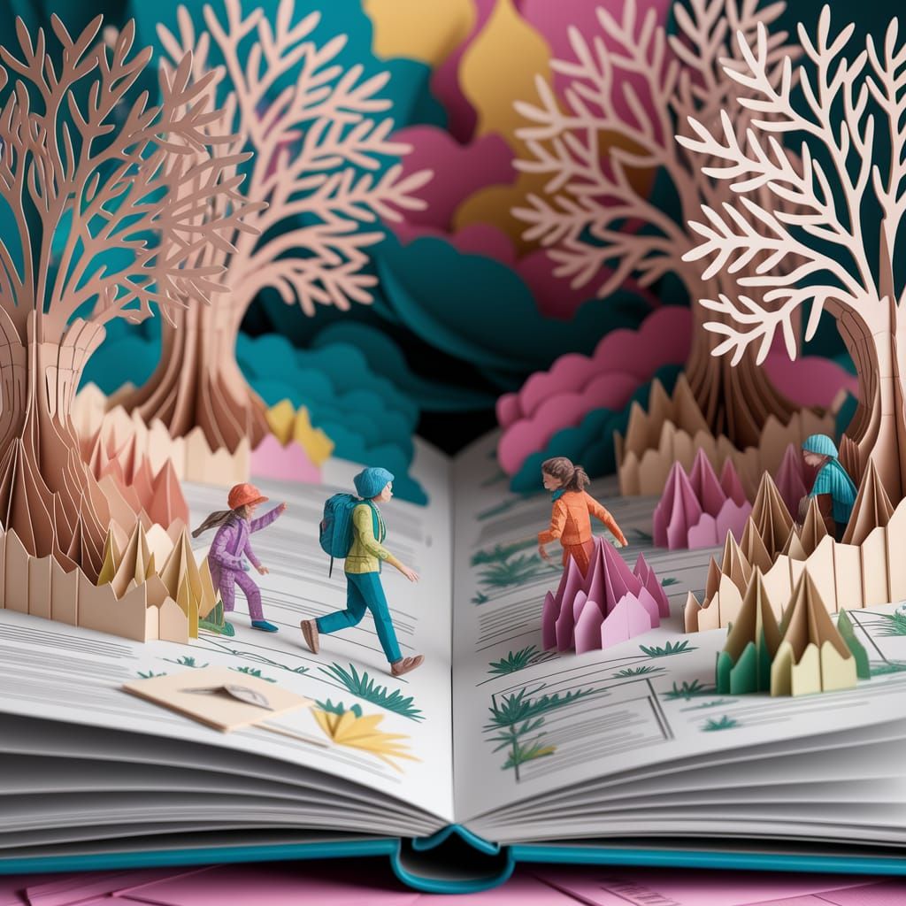 Whimsical Pop-Up Forest Book Scene