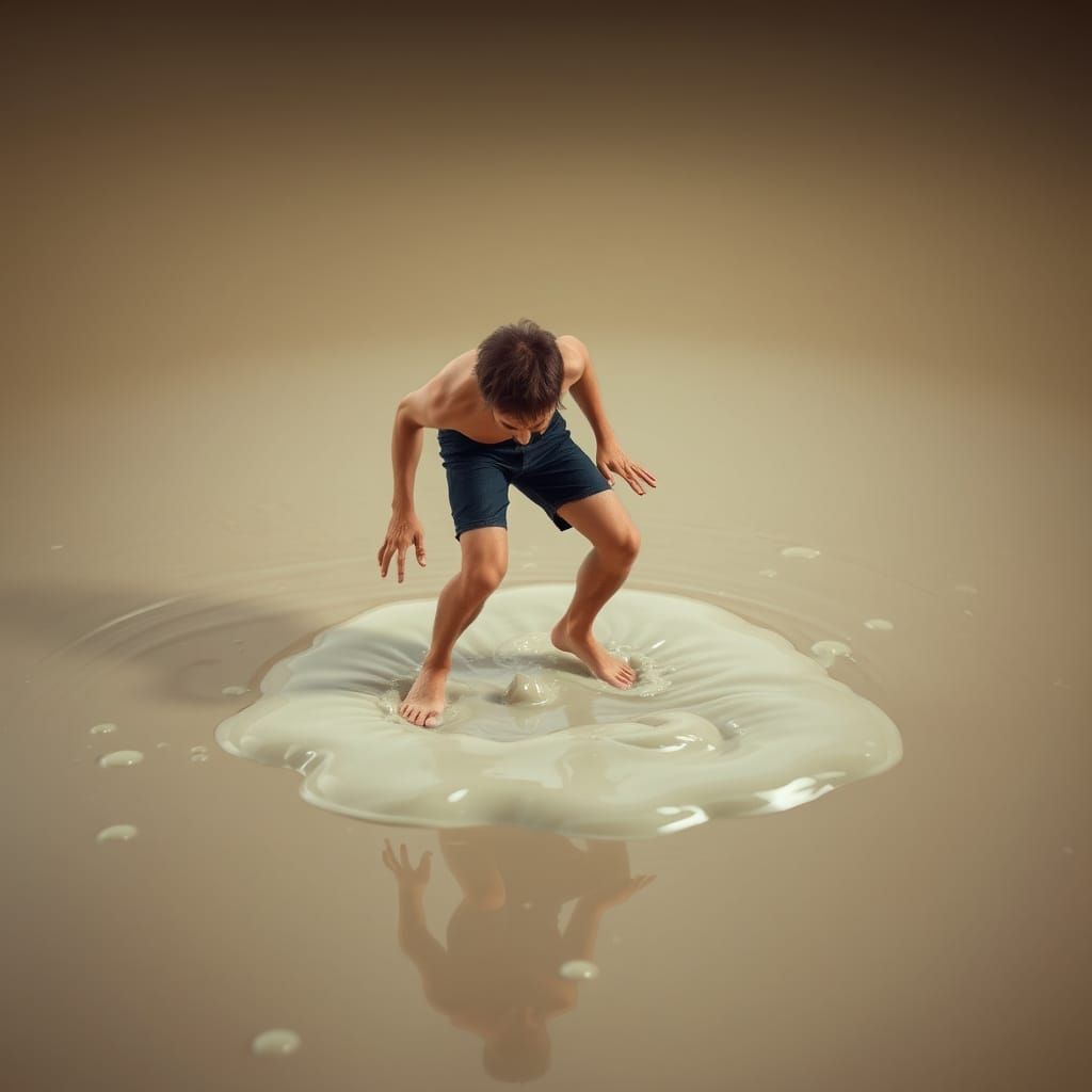 Man Trapped in Sticky Gum Puddle