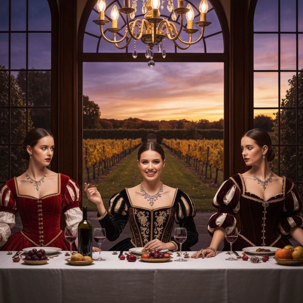 Modern Renaissance Women at Autumn Vineyard Dinner