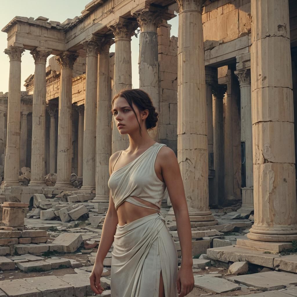 Helen of Troy in Ancient Athens, Syd Mead Style