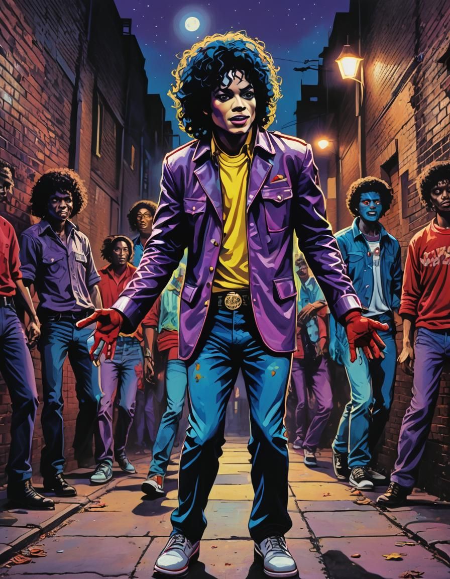 Michael Jackson Dances with Zombies in Pop Art Style