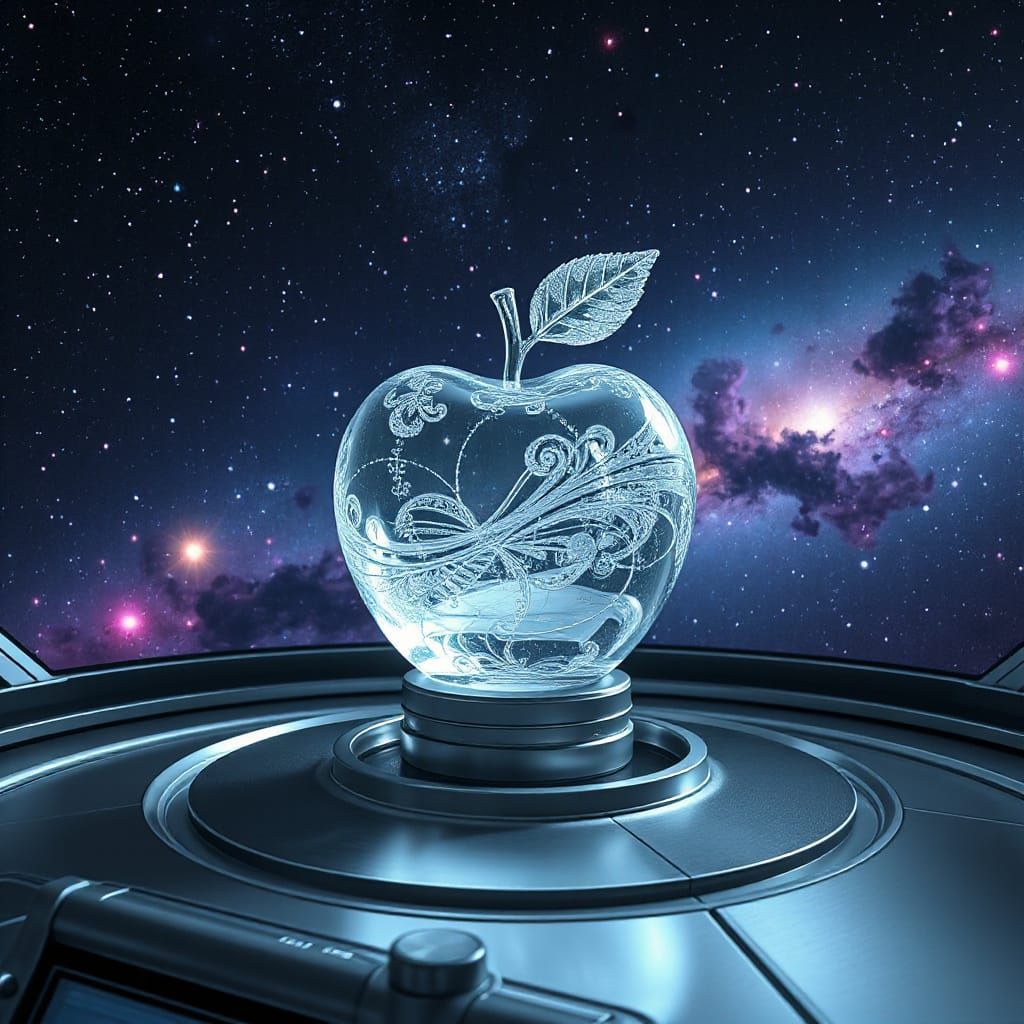 Glass Apple on Futuristic Space Console