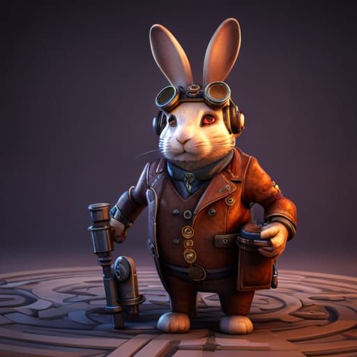 Steampunk Rabbit in Detailed 3D Render