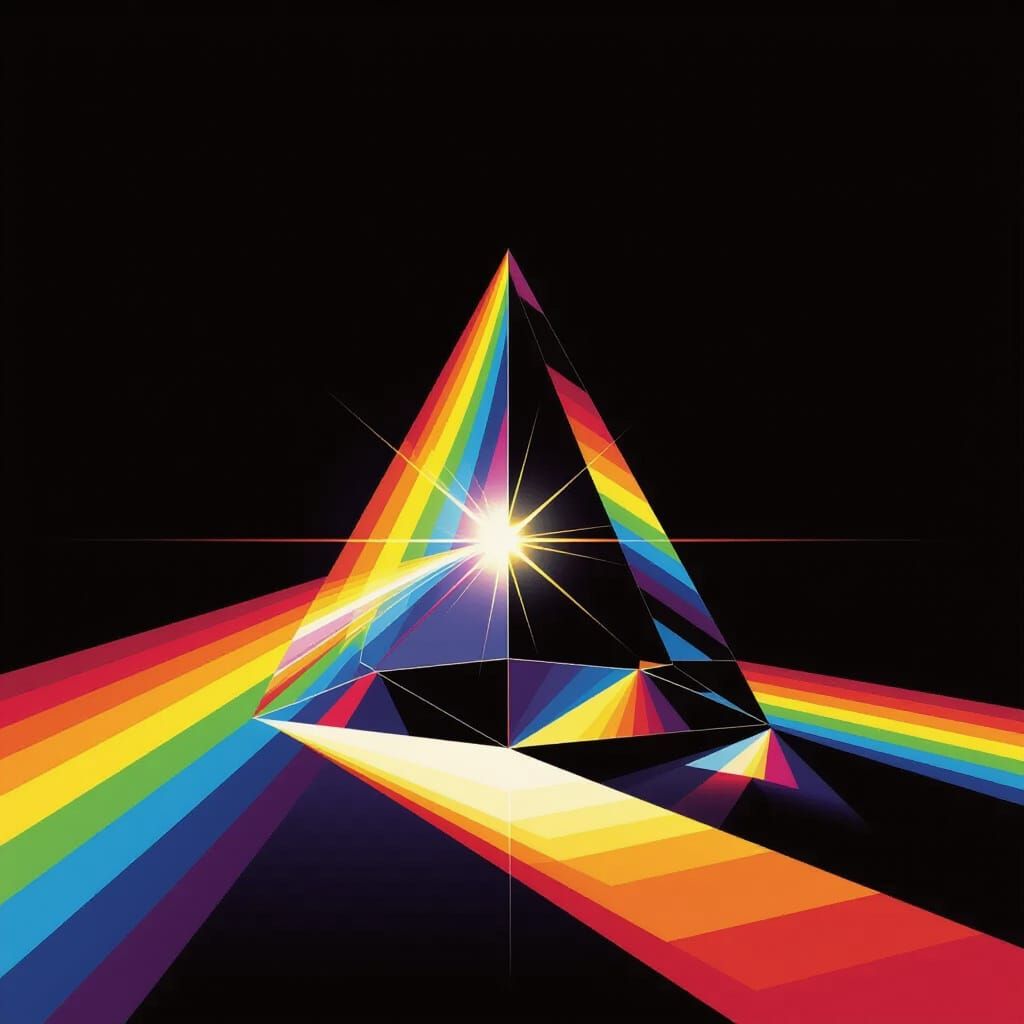 Prism Refracting Light into Rainbow Spectrum