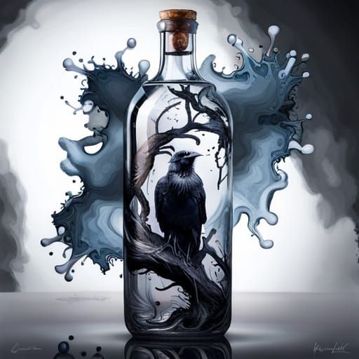 Raven in a Bottle: Impasto Concept Art