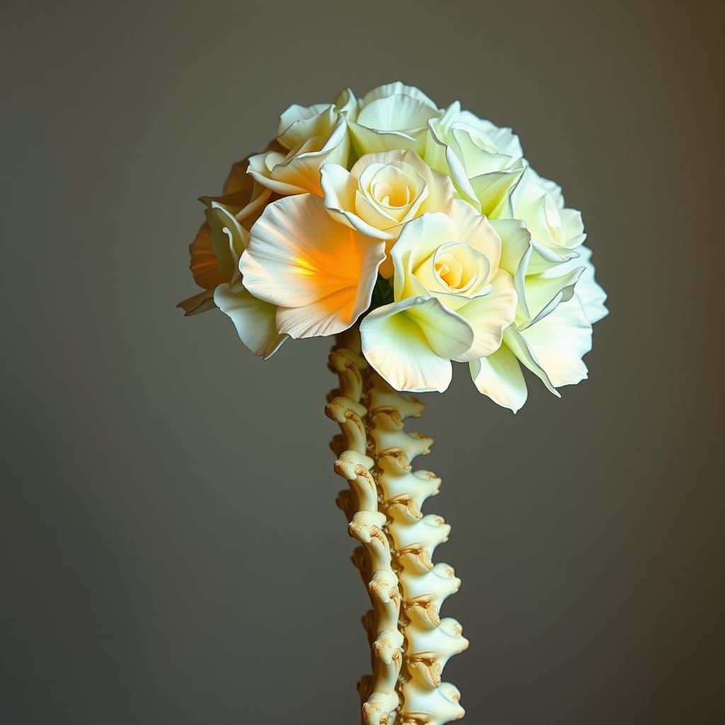 Bony Bouquet in a Dreamlike, Biomechanical Atmosphere
