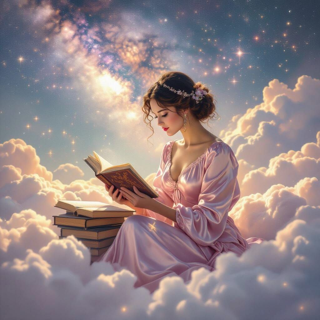 Celestial Librarian Among Constellation Books