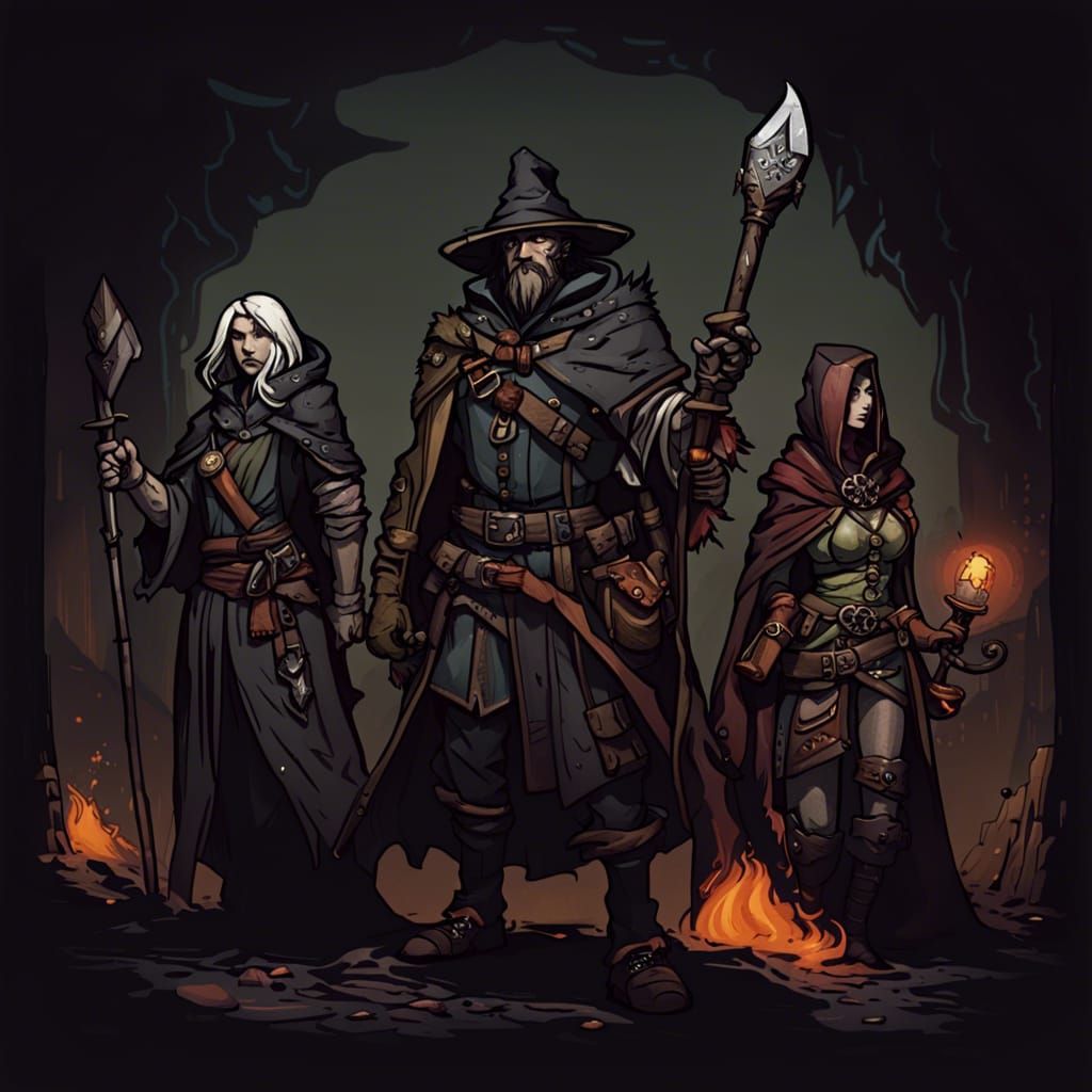 Fantasy Adventurers in Darkest Dungeon Style