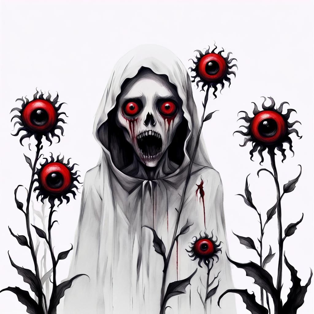 Ghostly Nightmare: Minimalist Dark Fantasy Sketch