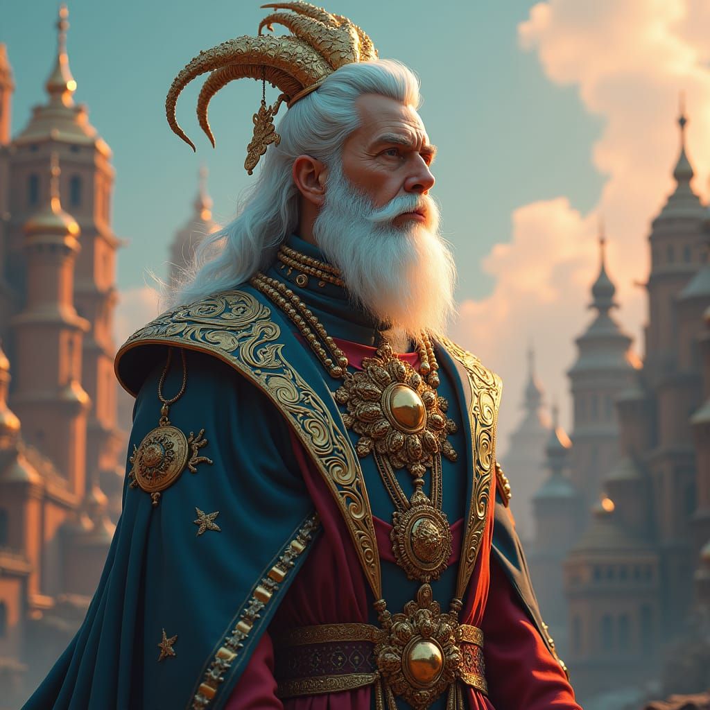 Pop Smoke Hyperrealistic Portrait in Ornate Mystical Attire