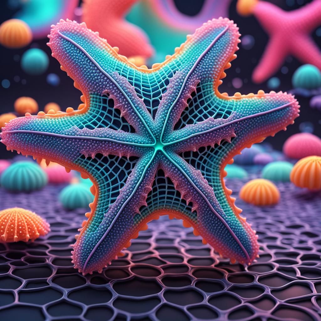 Interdimensional Starfish Waifu in Neon Colors