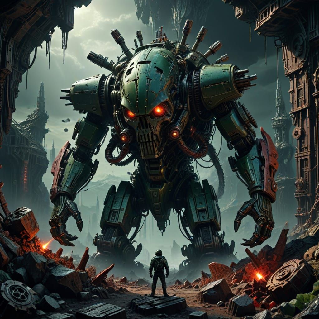 Astronaut Confronts Clockwork Monolith on Alien Planet in St...