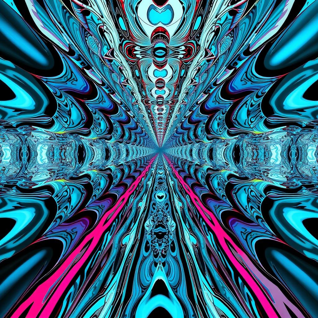 Infinity Reflections in Vibrant Surrealist Style