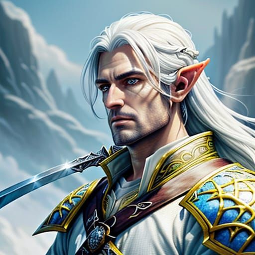 High Elf Swordmaster in Digital Painting Style