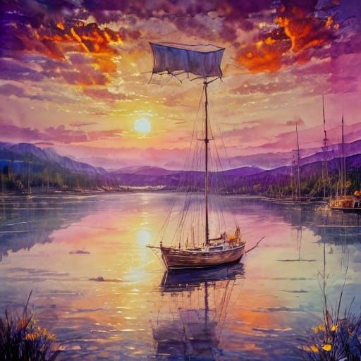 Couple on Houseboat at Sunset