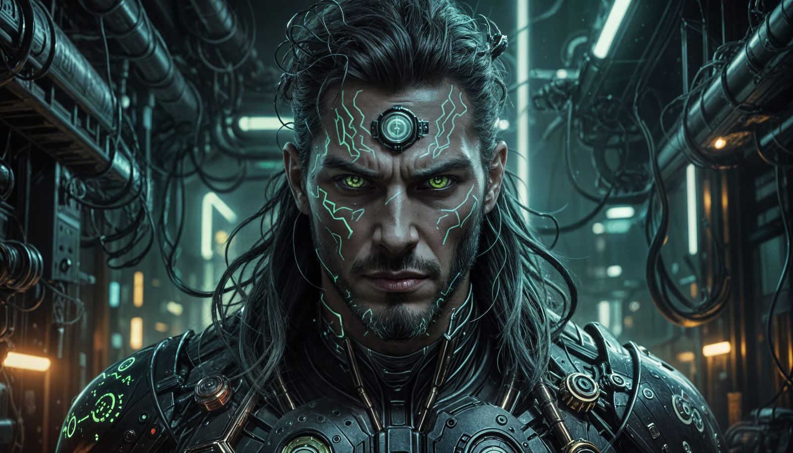 Cyberpunk Steampunk Sabertooth Venom Hybrid Portrait