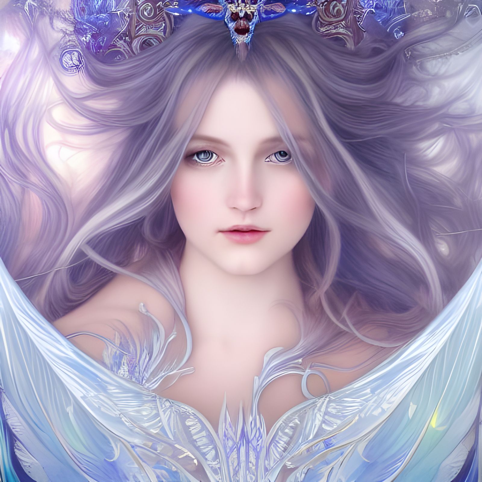 Icy Fairy Portrait in Art Nouveau Style