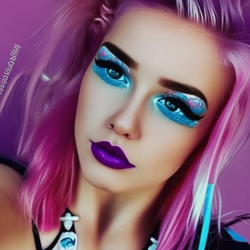 Ethereal Beauty queen with bubblegum pink hair