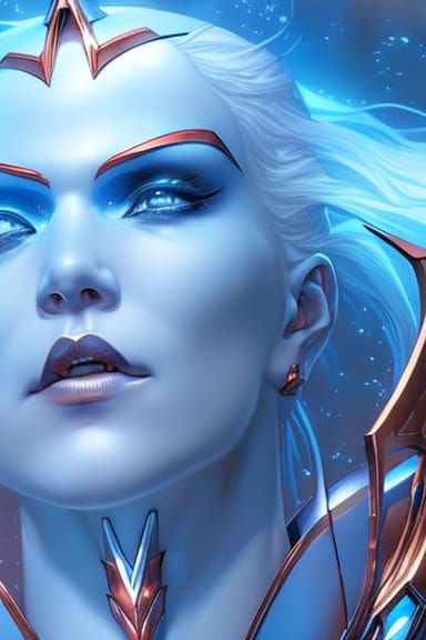 Icy Blue Man Portrait in Hyperdetailed Style