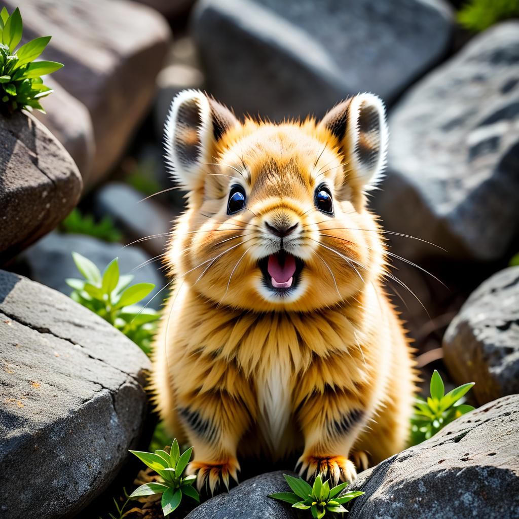 Endangered Ili Pika Smiling in Natural Habitat