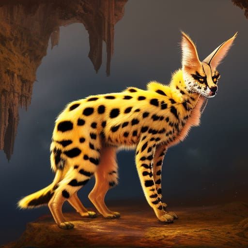 Fantastical Griffon Serval in Detailed Matte Painting