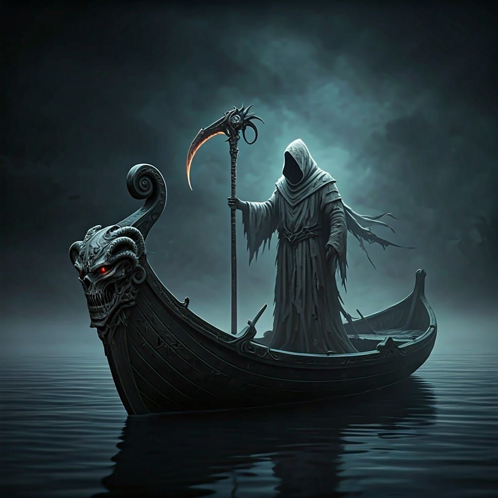 Eerie Spectral Figure on Midnight Lake