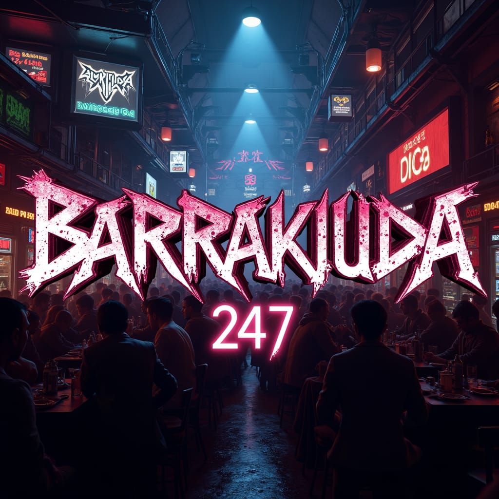 Cyberpunk Metalcore Band Logo in Futuristic City