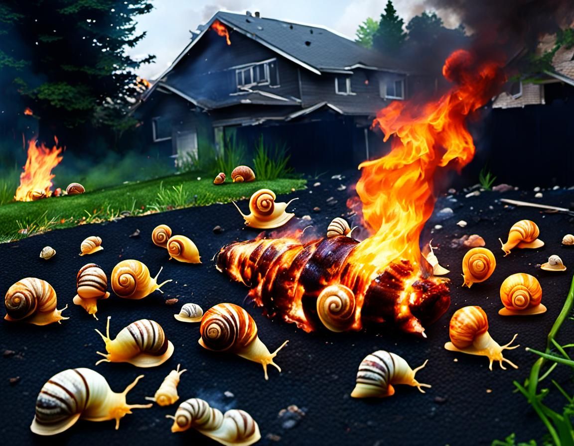 Flaming Snails Invade Earth in Apocalyptic Scene