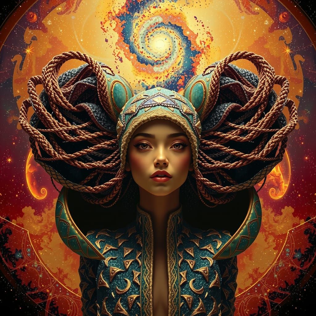 Cosmic Stardust Gown in Hyperrealistic Style