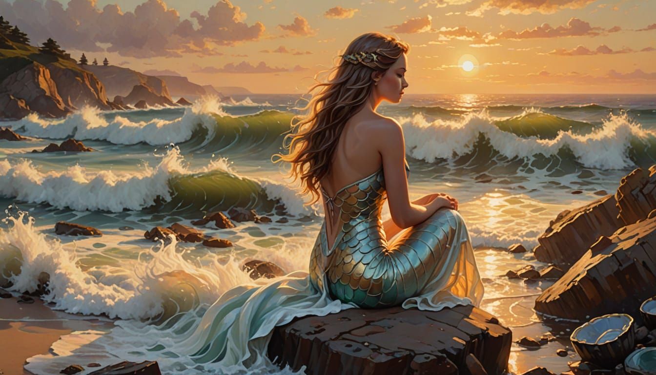 Ethereal Mermaid by Sunset