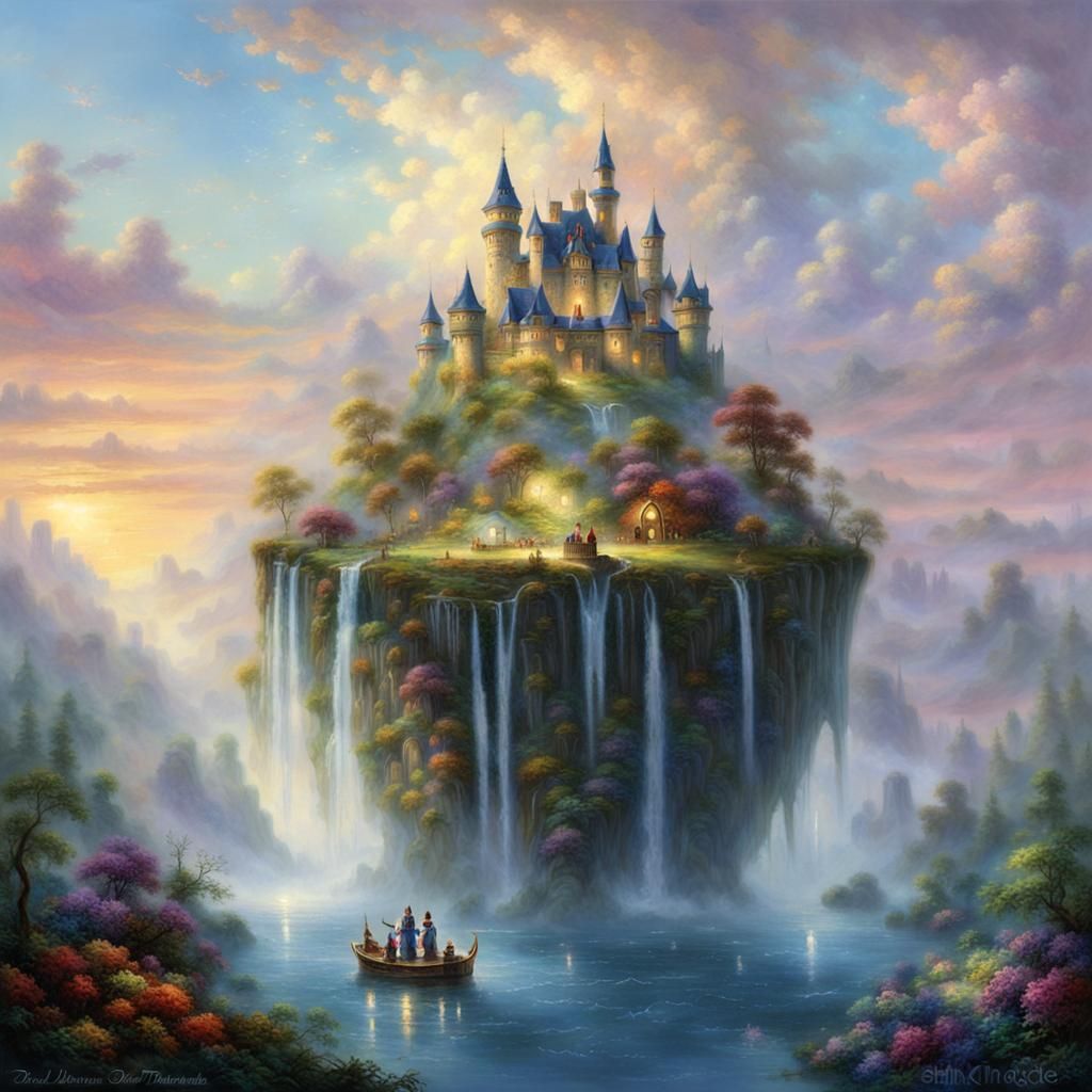 Ethereal Floating Island Castle in Mist