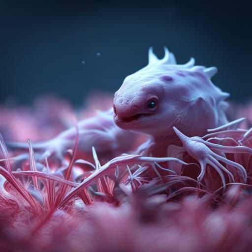 Whipped Cream Axolotl in Detailed Matte Painting