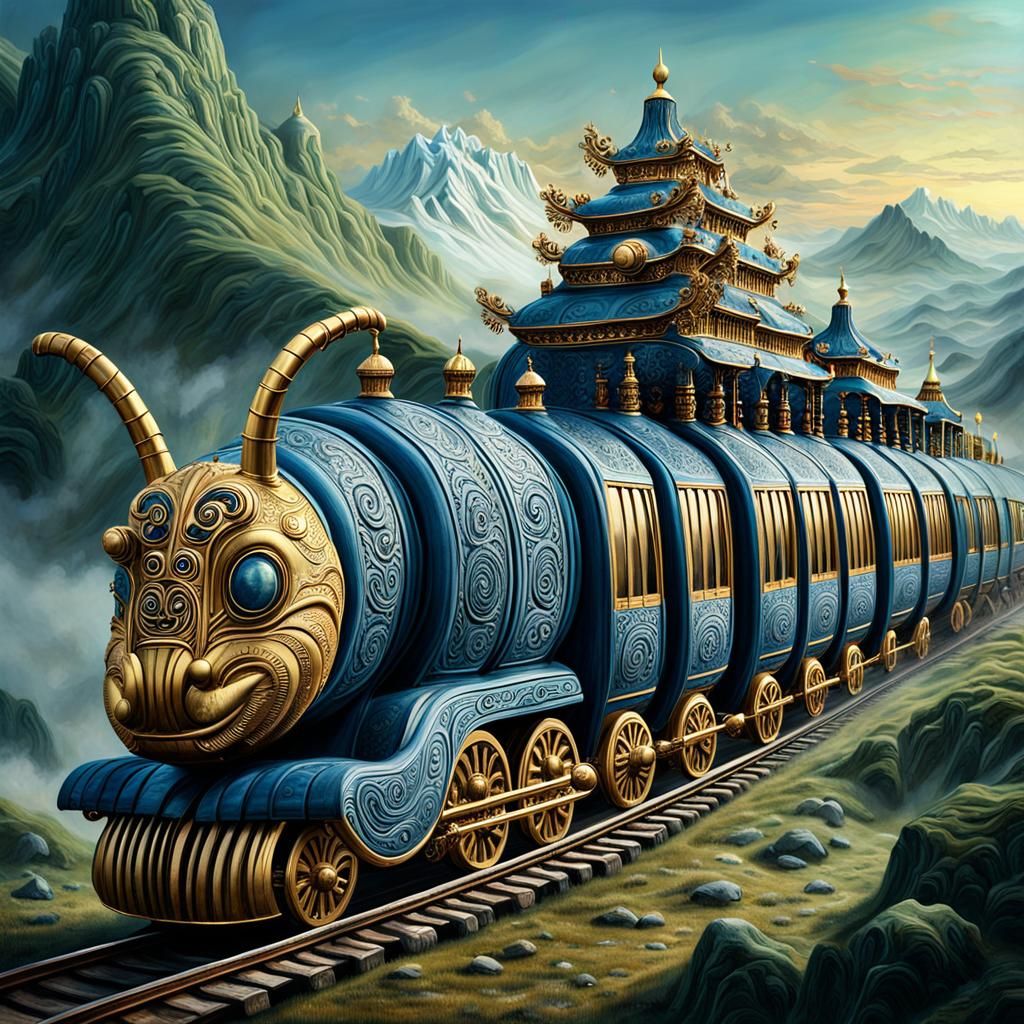 Mongol Empire Caterpillar Train Fantasy Concept Art