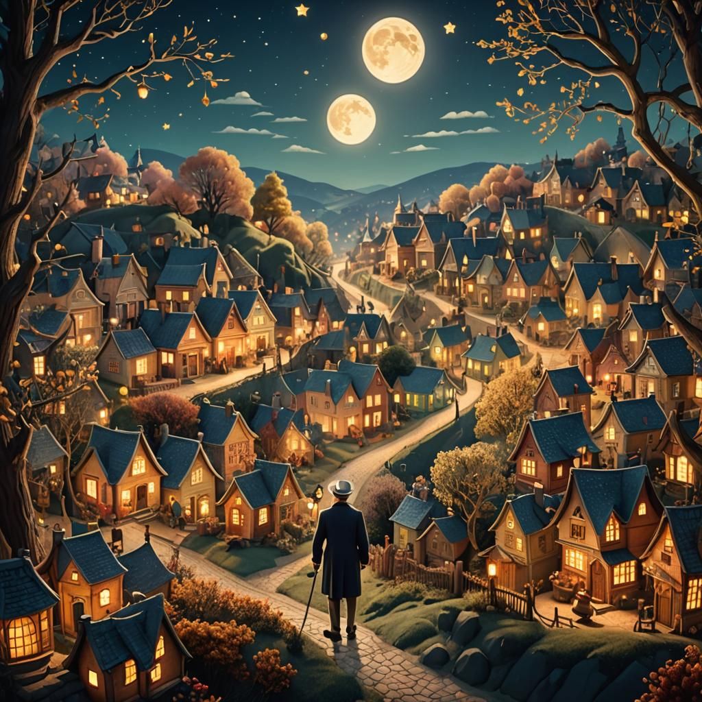 Charming Stop-Motion Village Scene in Pastel Colors