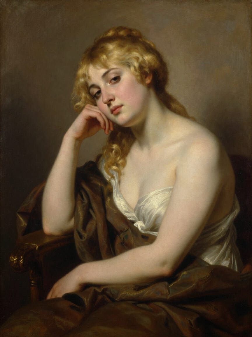 Victorian Academic Portrait: Woman in Rich Fabric