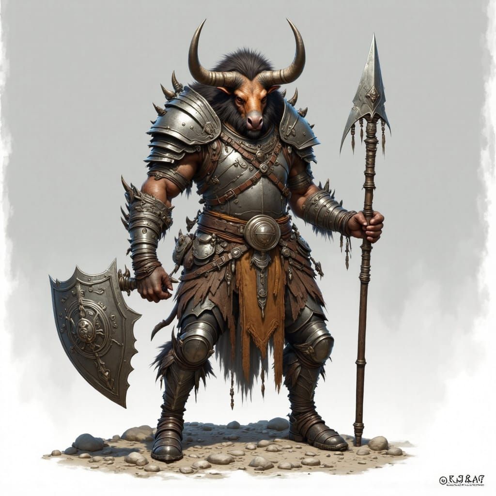 Surreal Minotaur Warriors in Fantasy Realm
